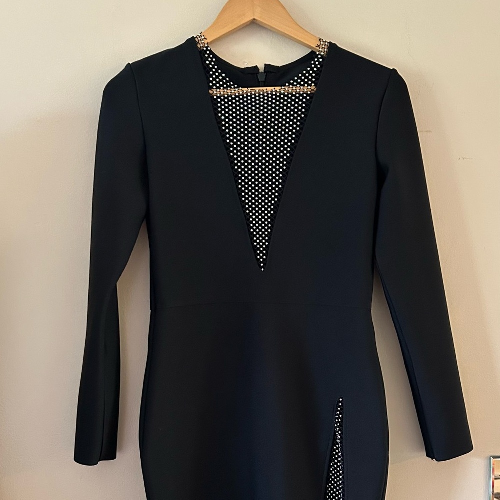 Black Bodycon Long Sleeve Plunge Dress Never Worn